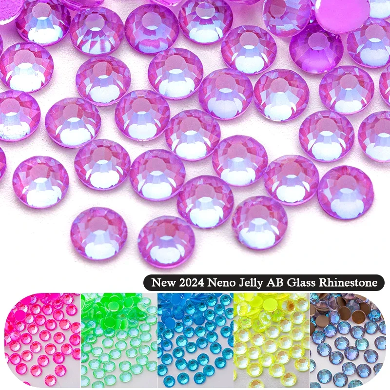 QIAO New Neon Rhinestones Glitter Fluorescence Crystal SS6-SS30 Glass Non Hotfix Rhinestones Decor for Clothing Dresses Nail Art