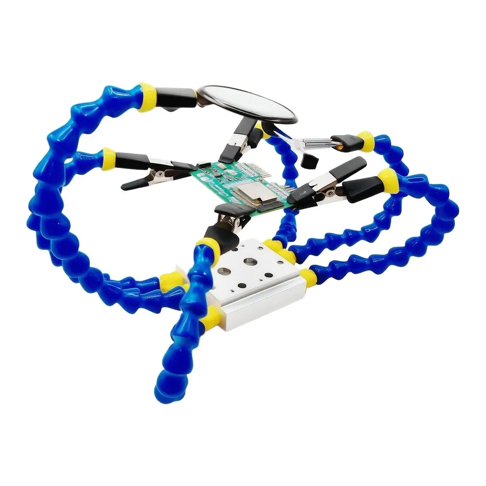 Helping Hands Soldering- Station 4-5X Magnifying Glass With Auxiliary Clips Welding Repair Tool With Flexible Arms