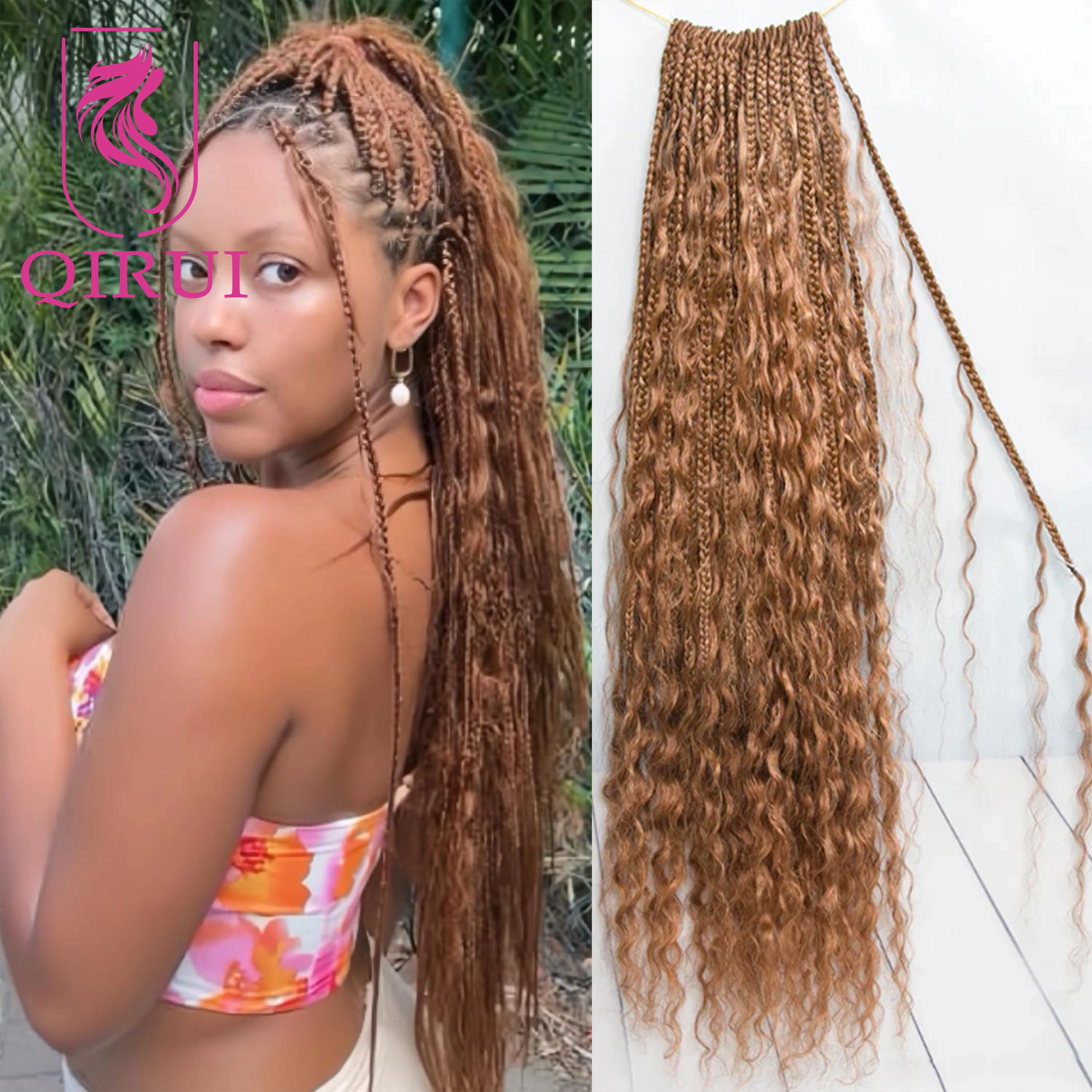 

Человеческие волосы # 30-цветные вязанные крючком косички в стиле бохо с кудрями, предварительно закрученные вьющиеся крючком волосы, синтетические косички для чернокожих женщин