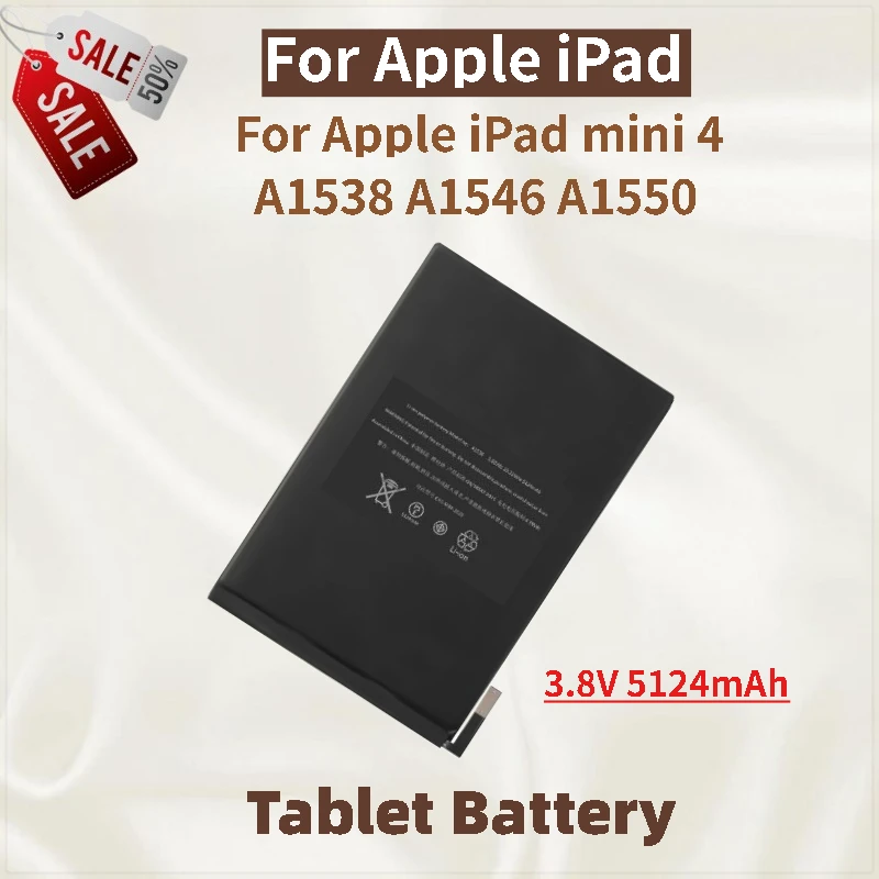 

100% New 3.8V 5124mAh Tablet Battery For Apple iPad mini 4 A1538 A1546 A1550 High Quality Replacement Battery