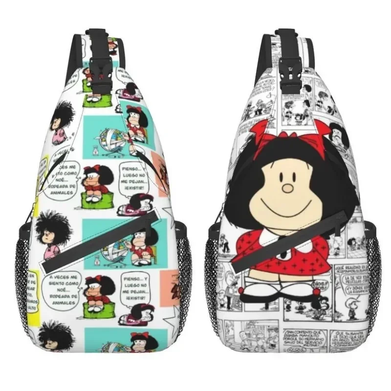 

Casual Manga Quino Mafalda Sling Crossbody Backpack Men Kawaii Cartoon Shoulder Chest Bags for Traveling