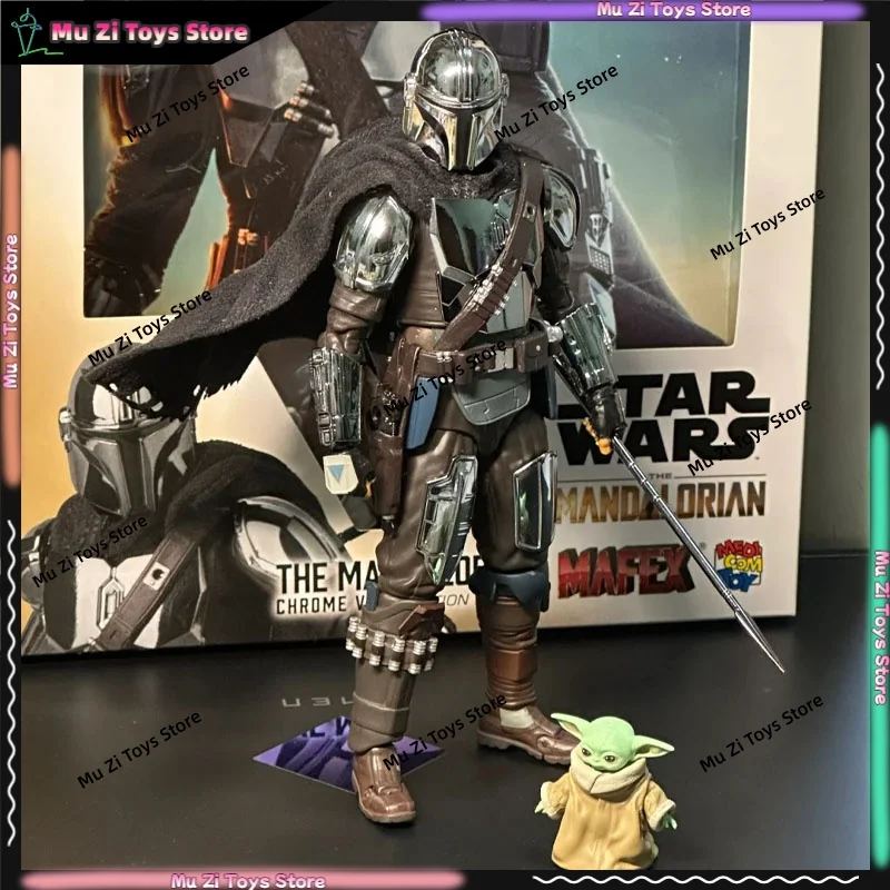 En stock: Figura de acción articulada de Star Wars Mandalorian 2.0 Electroplated Din Djarin en caja, modelo coleccionable para coleccionistas.