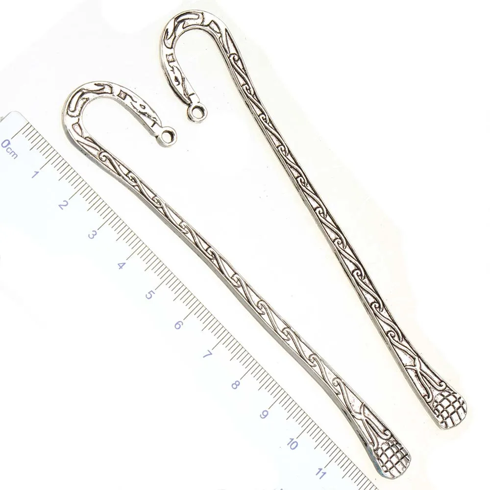 Bookmarks Diy Jewelery Supplies Curve Hook Ball Retro Silver Party Gifts Handcraft Made Findings 124mm 5pcs Page Mark Metal Clip