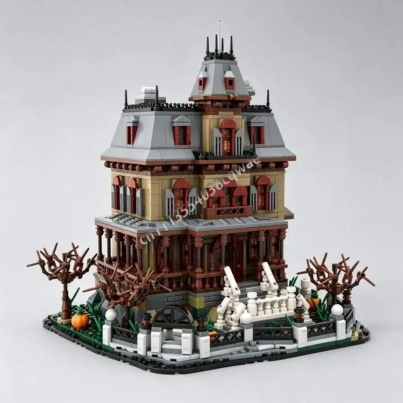 2139-teiliges Phantom Manor MOC Spukhaus-Modell, Individuelles Puzzle, DIY Kreatives Montage-Lernspielzeug, Geschenk-Sammlerstück zur Ausstellung
