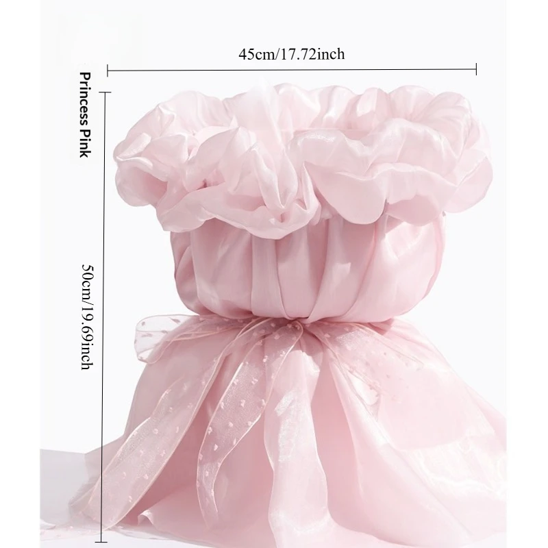 1pc Sweets Princess Skirt Elastic Packaging Film, Floral Yarn Pearl Silk Flower Wrapping Paper Materials for Bouquet Flower Shop view 6