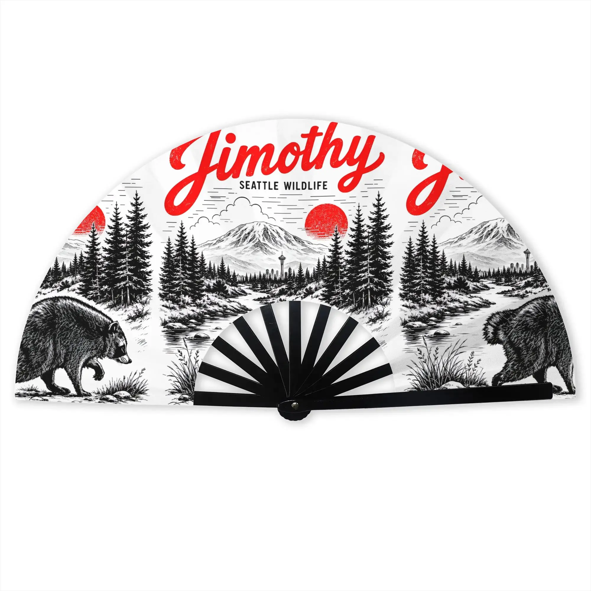 Customized Jimothy Raccoon Portable Pocket Fan Outdoor Cartoon Manga Polyester Folding Fan Chinese Dance Handheld Cooling Fans