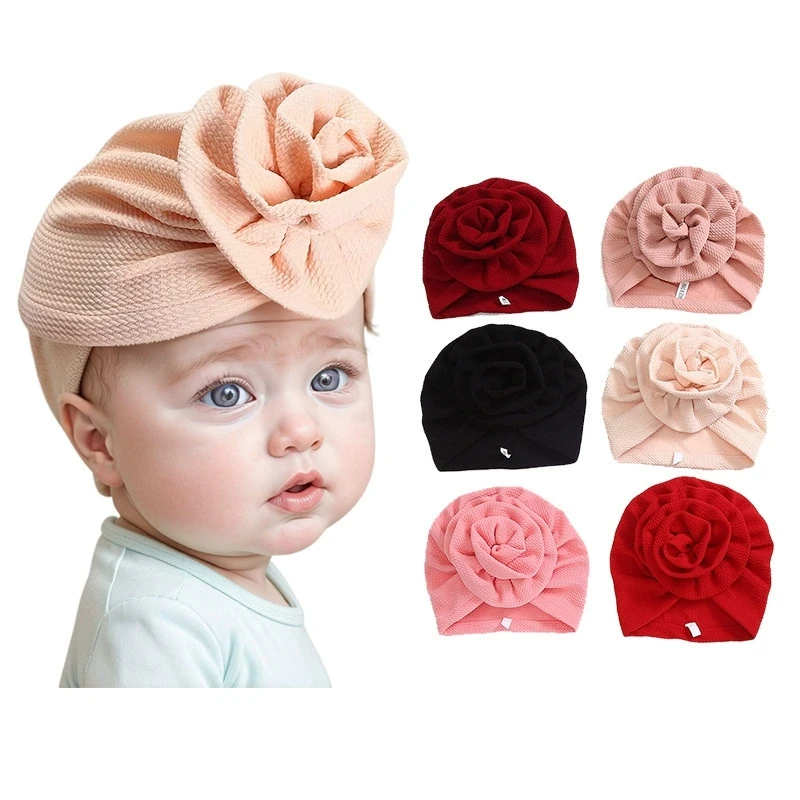 

2pcs/set Newborn Beanie Large Flower Hat Daily Style Headscarf Hat Baby Girls Baby Girls Special Indian Hat Bonnet for Toddler