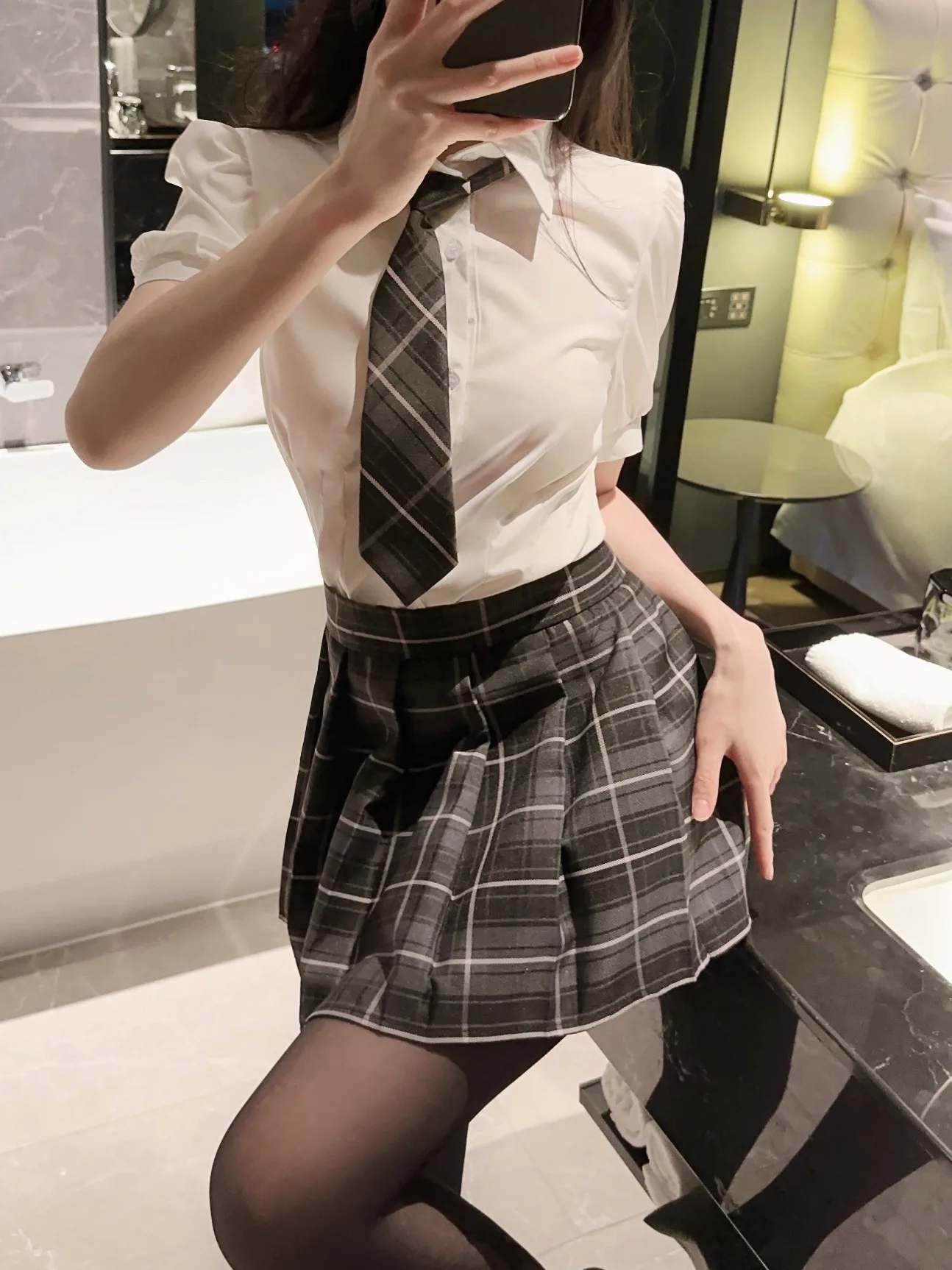 New Lingerie Academy Style JK Waist Wrapped Uniform Shirt Women\'s Autumn Sweet And Spicy Versatile Short Sleeve Skirt Set NU9M