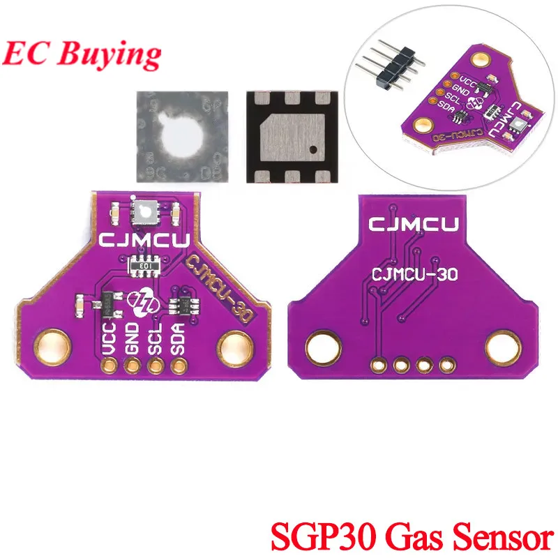 SGP30 Multi Pixel Digital Gas Sensor Module Chip Air Detector Indoor Measurement I2C TVOC/eCO2 CJMCU-30 3V-5V SGP30 DFN-6