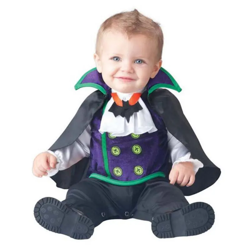 

Dinky Dracula Bat Vampire Costume for Baby Infant Boys Girls Romper Jumpsuit with Cape 6-18M Halloween Purim Fancy Dress Umorden