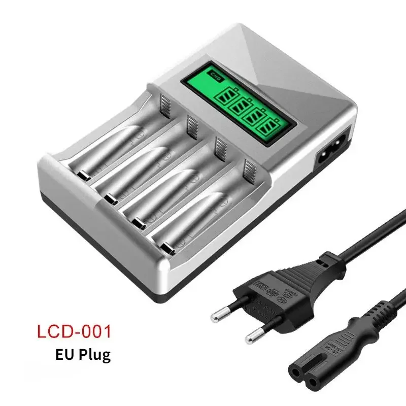 

New 4 Slots LCD Display Smart Battery Charger US/EU/UK Plug Power Adapter For AA/AAA NiCd NiMh Rechargeable Batteries