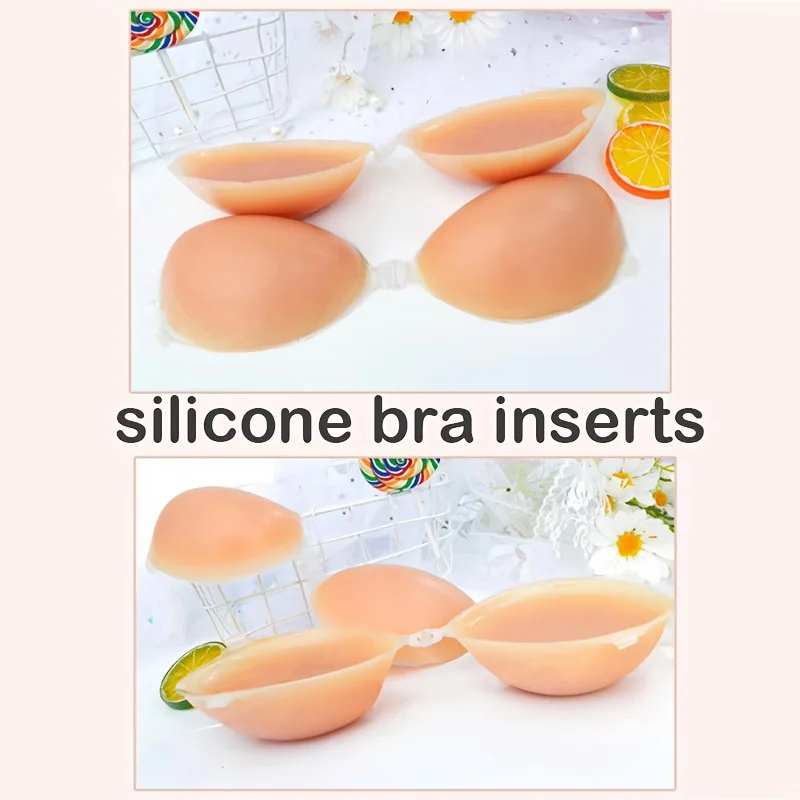 Women's Wireless Push-Up Bra Set, Full Coverage Silicone Underwear, Self-Adhesive Nipple Covers, Hand Wash Only, No Print Design image 2