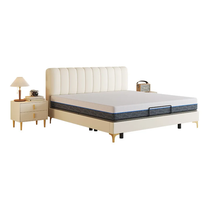 

Fabric bed, suspended bed, cloud, puff, modern, simple, technical velvet, master bedroom, soft bag