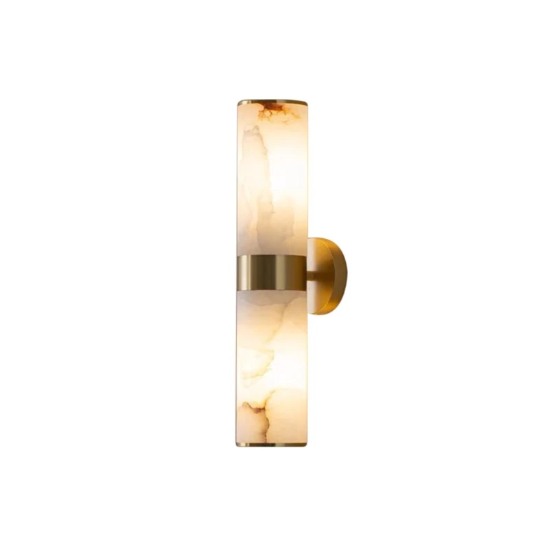 

Modern simple light luxury hotel room living room bathroom natural marble all copper bedroom bedside wall lamp