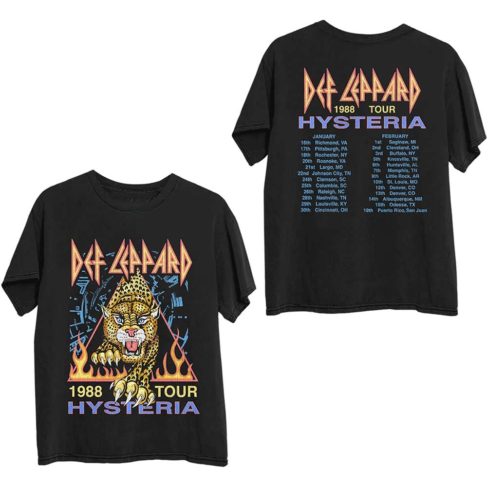 Camiseta Def Leppard Hysteria '88, camiseta gráfica de algodão, masculina, feminina, verão, streetwear
