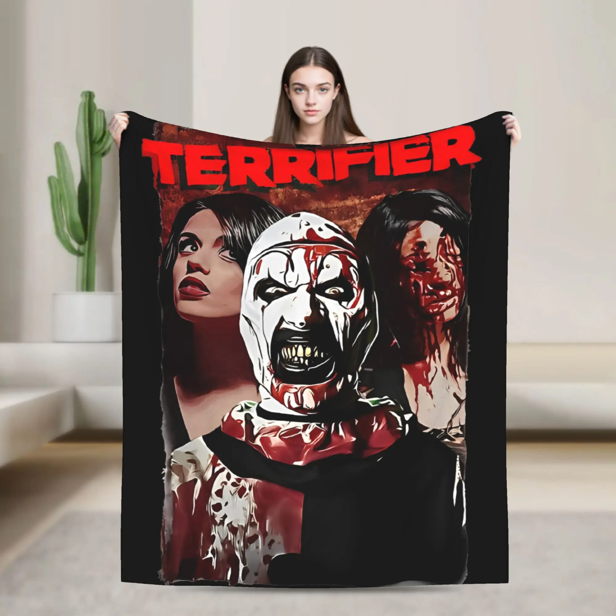 

Terrifier Clown Chilling Film Blankets Flannel Vintage Breathable Throw Blankets for Coverlet Decoration