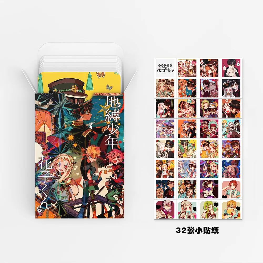 60+32Pcs/Set Anime Toilet-bound Hanako-kun Lomo Card Mini Stickers Photocard Fans Collection Card Toy Gift ﻿