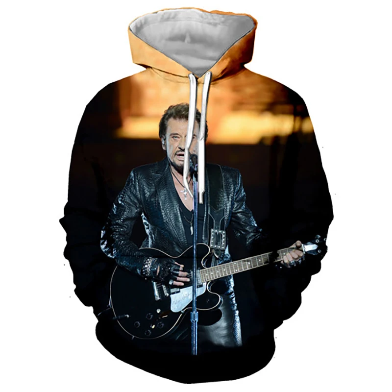 Francia Rock Singer Johnny Hallyday 3d Print uomo/donna felpa con cappuccio Casual oversize Pullover popolare felpa moda uomo abbigliamento