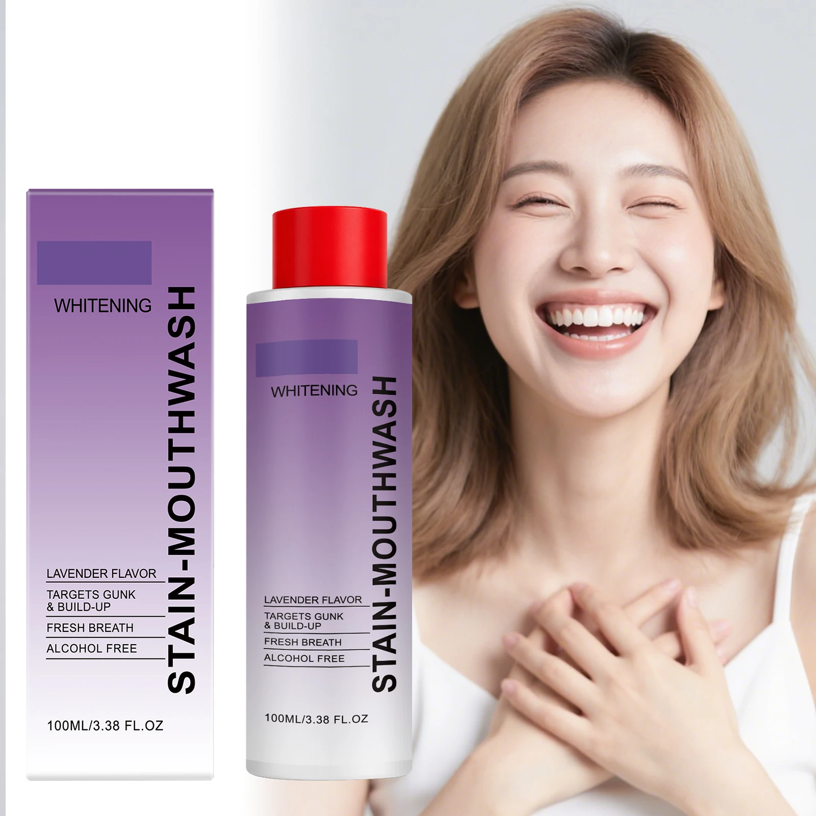 Stain Removing Mouthwash Lavender Flavor Alcohol Free Help Reduce Surface Stains Refresh Breath Gentle Daily Oral Care