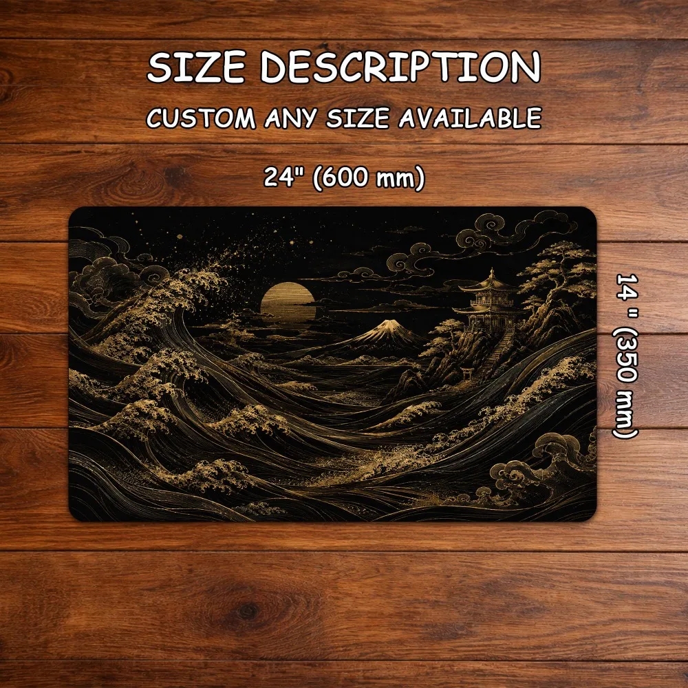 MTG Commander Playmat,  Gilded Seascape palymat, Familiar Fantasy Magic The Gathering EDH Card Game Rubber Base Gaming Mat
