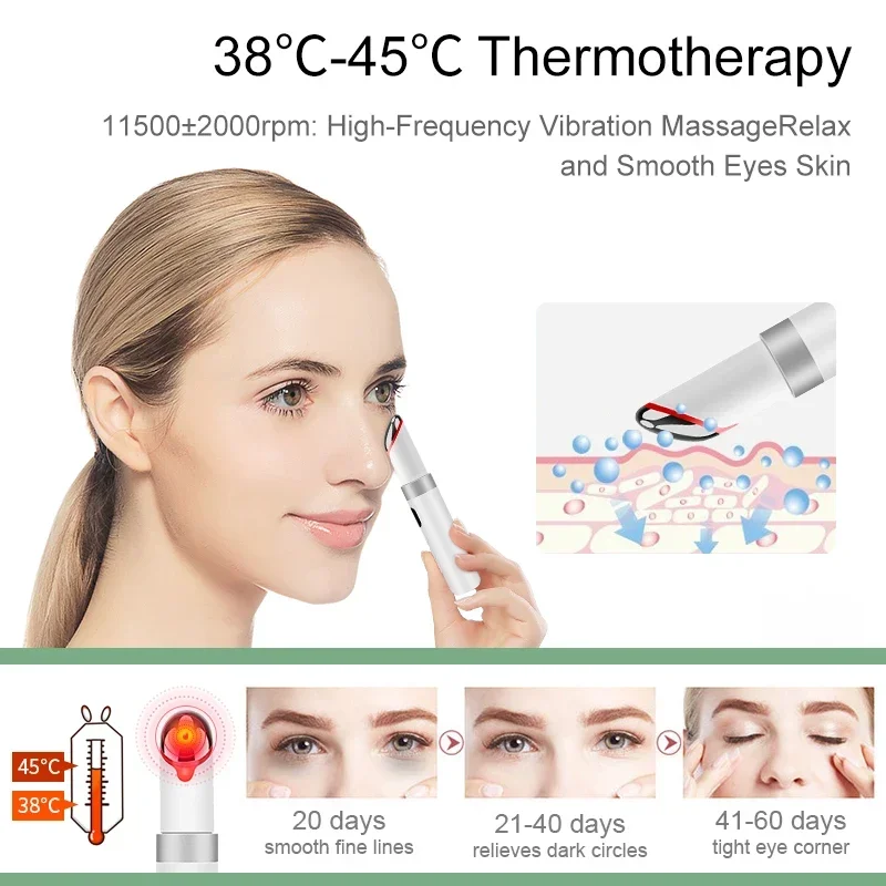 Nieuwe elektrische oogmassager Vibrerende anti-aging oogrimpelstimulator Verwijderen van donkere kringen Draagbare oogzorg Hot Massage