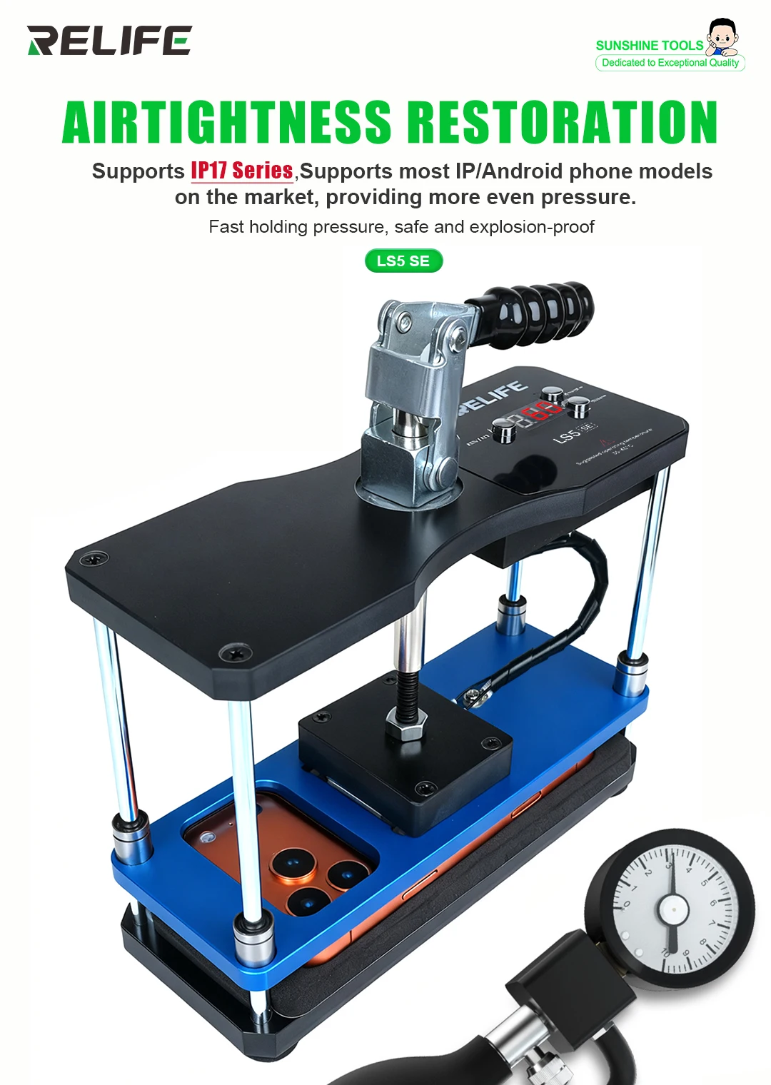 

RELIFE LS5 SE bidirectional hot pressing platform used as a heating pressing tool for repairing mobile phone back covers