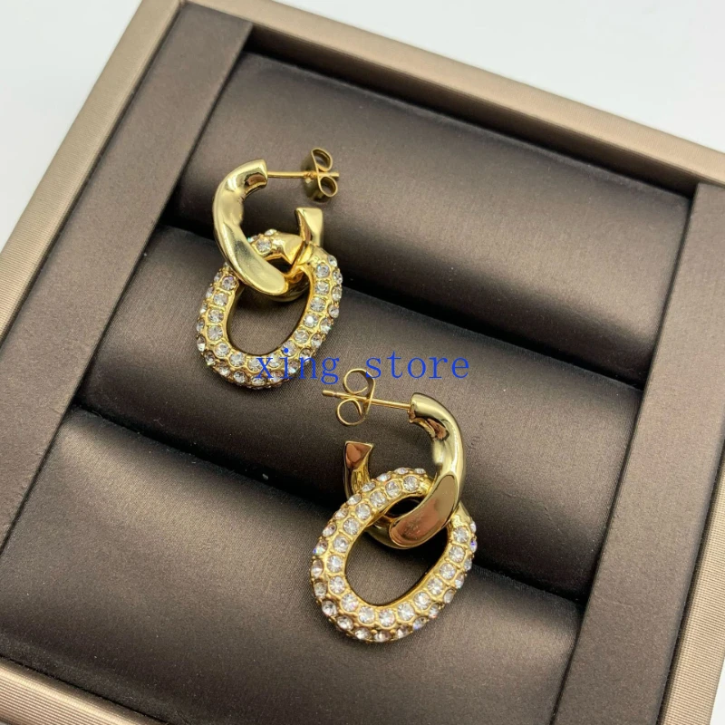 2024 New Fashion Retro Style Cut Crystal Inlaid Round Pendant Women's Earrings