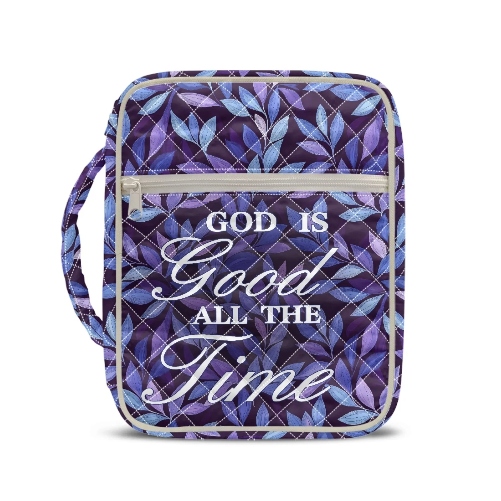 Coloranimal Purple Blue Leaf New Arrival Lightweight Church Organizer Holder Bag for Women Polyester Fabric Bible Cover Case