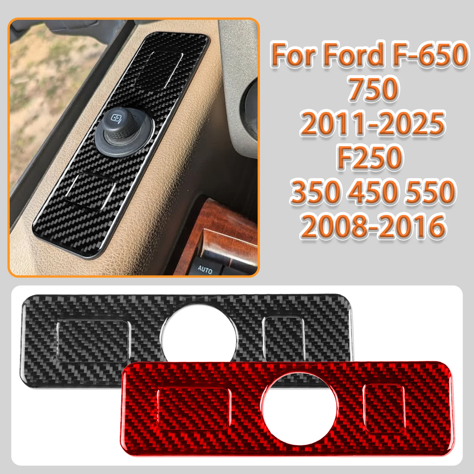For Ford F650 750 F250 350 450 550 Car Electric Rearview Mirror Adjustment Button Panel Carbon Fiber Interior Accessory Sticker