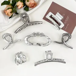 Silver Minimalist Hair Claw Clip Cute Chic Boho for Women, Thick Hair Aesthetic Hair Claw, Party Wedding Gift Evening Date