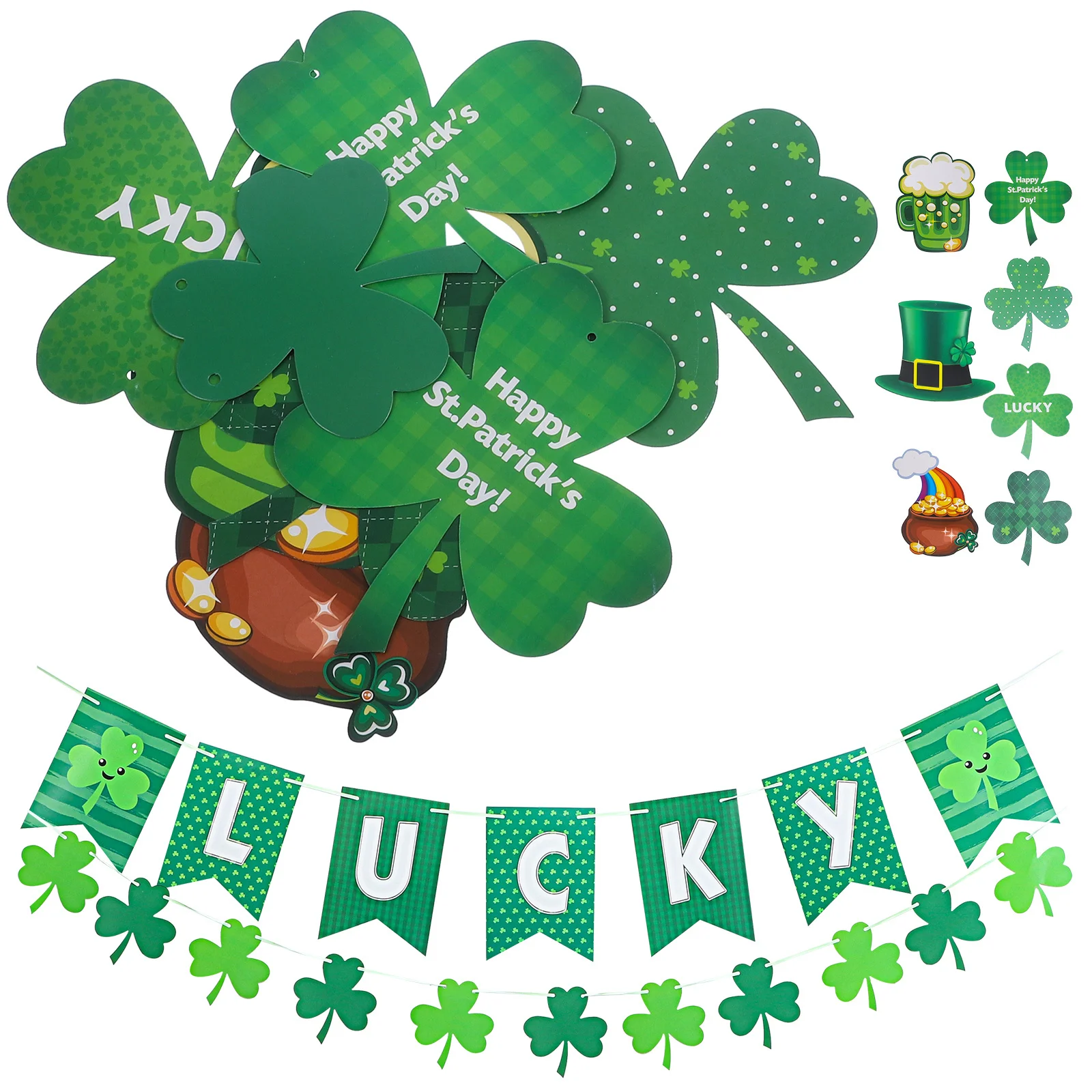 

1 set 1 Set St Patricks Day Hanging Swirls Banner Ceiling Decorations Garland For Party Festival Home Office Decor