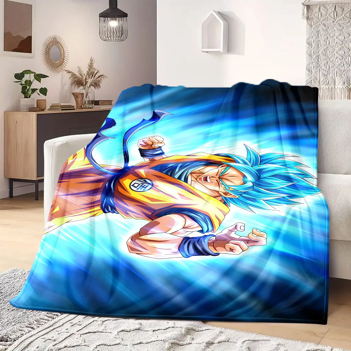 Dragon Ball Z Print Blanket Warm Comfortable Flannel Blanket Suitable for Bedrooms,Sofas, Beds,Chairs,Travel -QIAO24