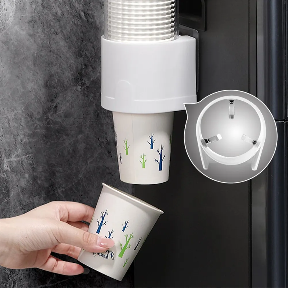 Dispenser Automatically Drop Cup Remover Wall Mount Pull Type Water Cooler Cup Holder With Flip Cap Household Accessories