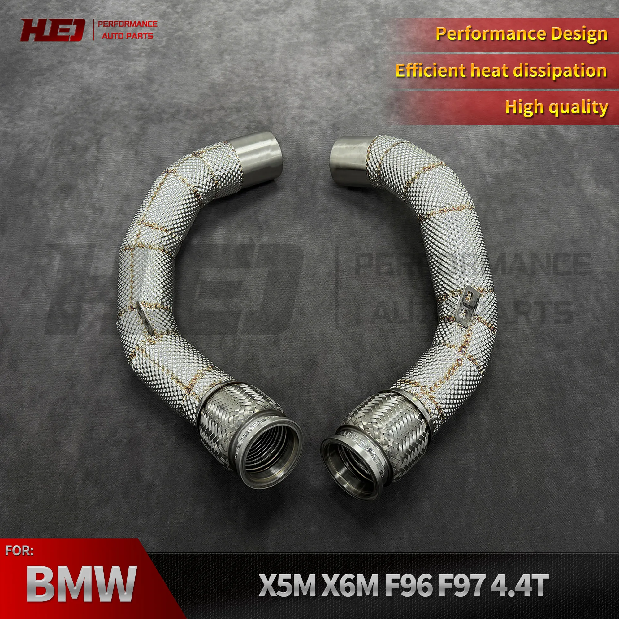 Tubo de Escape de Alto Rendimiento HEO, en Acero Inoxidable 304, con Protección Térmica, para BMW X5M X6M 4.4t, Tubos Delanteros de Competición F96 F97
