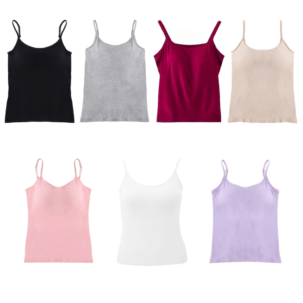 Women's Tank Tops Breathable Chest Pad Suspenders No Steel Rings Bra Cups Yoga Sports Underwear