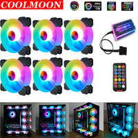COOLMOON 120mm Chassis RGB Cooling Fan 12V 6pin Silent Fan Cooler Gorgeous Lighting Silent Heatsink Heatsink for PC