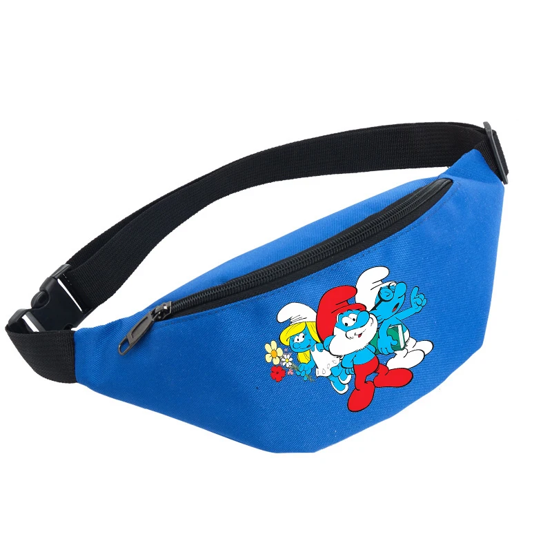 Anime Smurfs adolescente marsupio film Cartoon Print Kids Child Outdoor Sport Zipper Belt Case spalla Crossbody Pack regali per feste