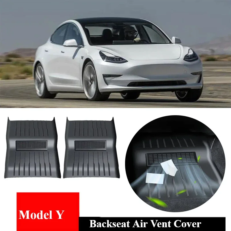 

2Pcs/set Backseat Air Vent Cover For Tesla Model Y 2020-2024 Under Seat Guards Integrated Protective Cover Dustproof Foot Pads