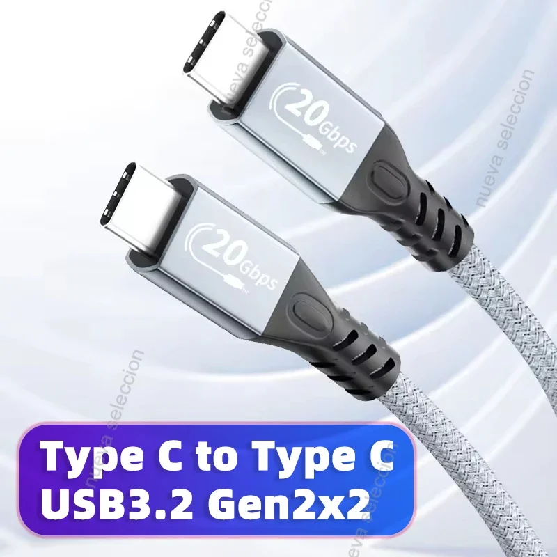 USB 3.2 Gen 2x2 20Gbps USB-C to USB-C Data Cable Type-C 100W Fast Charge Short Cord Braided Wire for Xiaomi Huawei Macbook Pixel