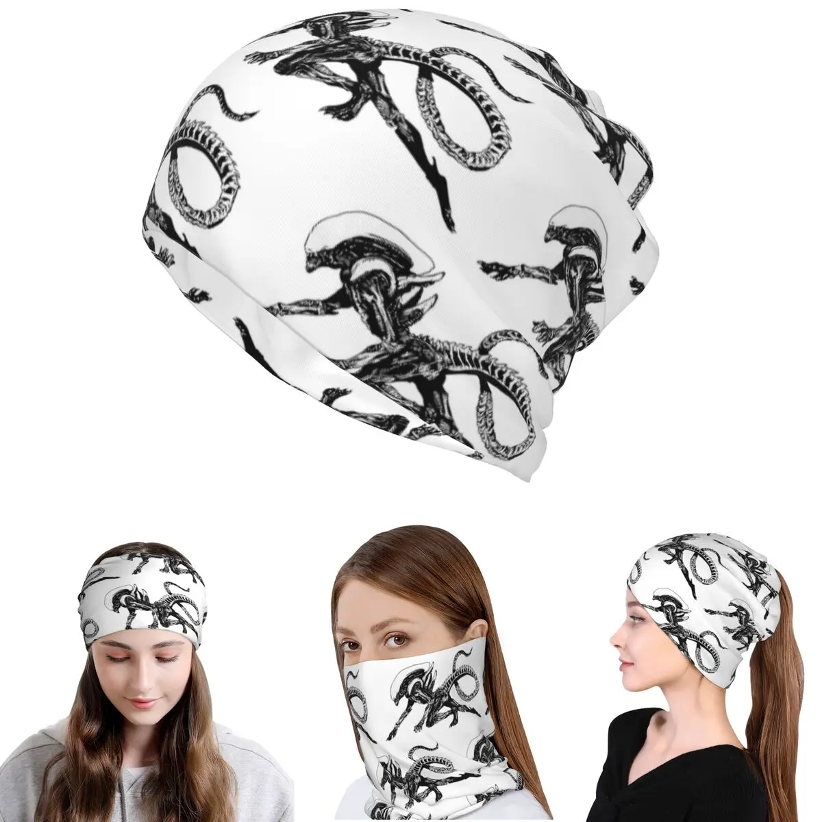Xenomorph Alien Movie Bandana Neck Cover Wrap Scarf Multifunction Cycling Scarf Beanies Hat Unisex Adult Winter