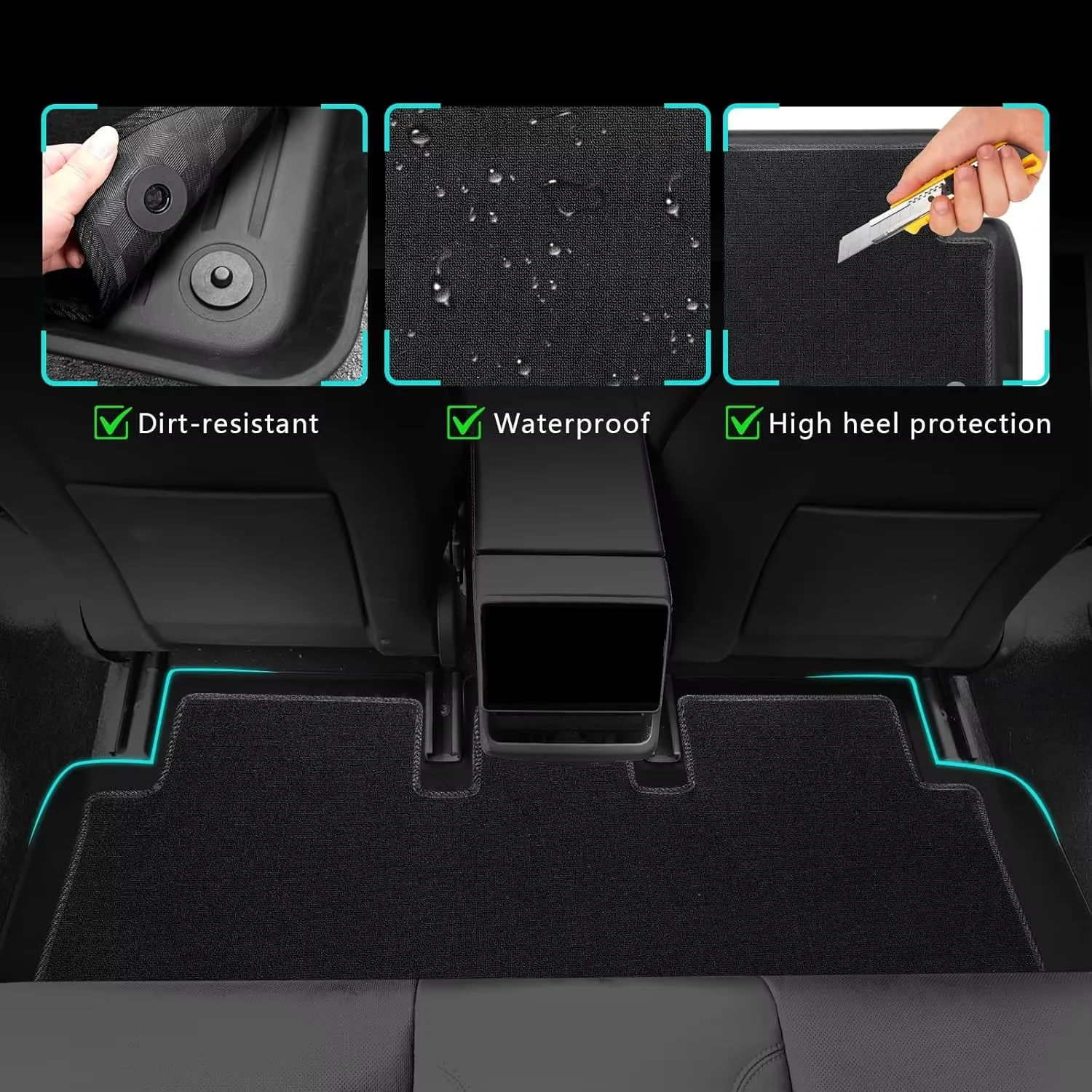 Komplettes Set TPE-Autofußmatten für Tesla Model Y Standard 2025 2026 Allwetter Wasserdicht Rutschfest Kofferraummatte Auto-Zubehör – Detail 12