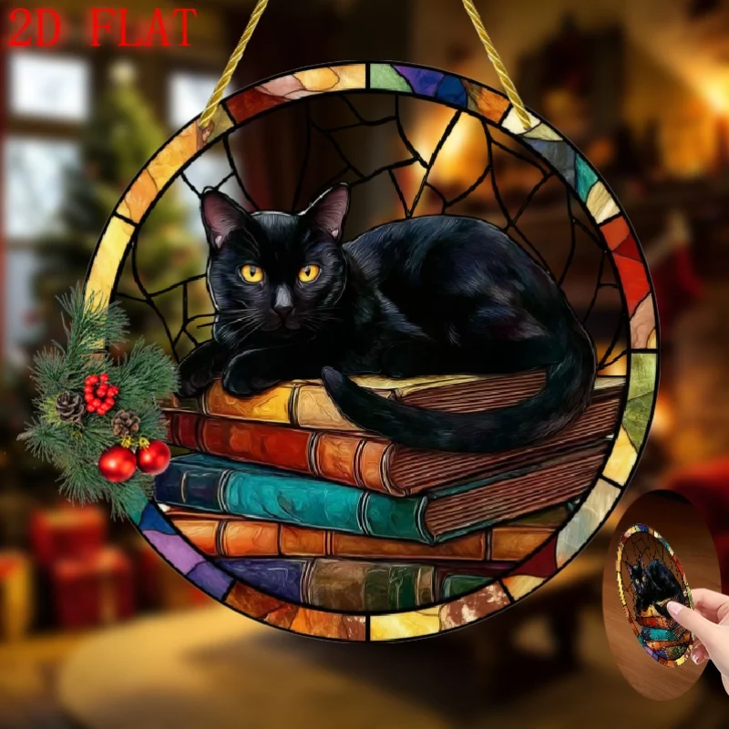 2D Flat, 2D Flat Antique Black Sun Catcher - 80inch Acrylic Window Hanging with Colorful Style, Animal Theme Decor Designed as a