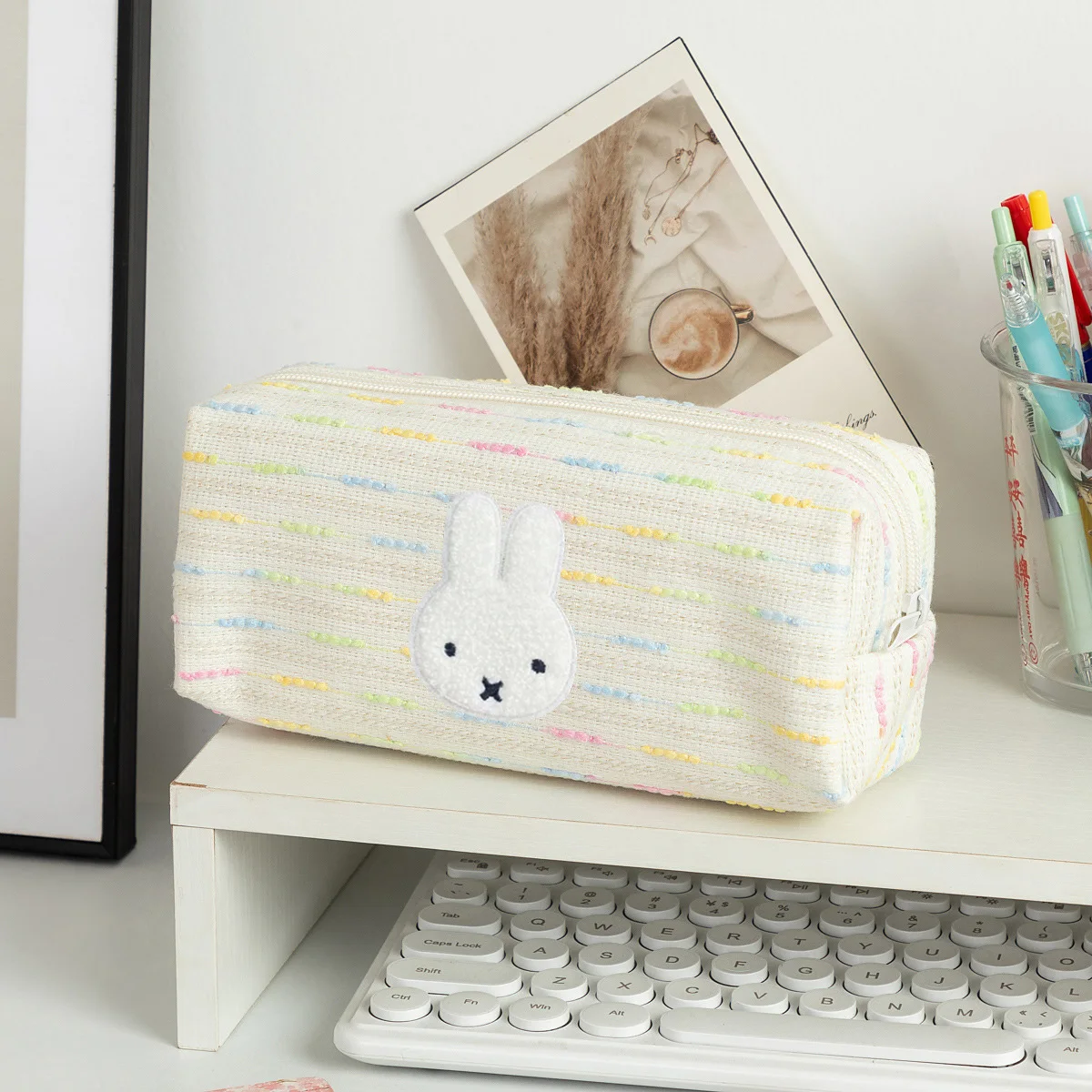 New Miffy Pencil Case Cartoon Miffy Rabbit Student Stationery Box Large Capacity Chanel-Style Desktop Storage Bag