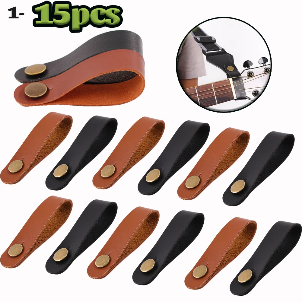 1-15 pcs Vintage Guitar Neck Strap Holder Button Safe Lock Leather Belt for Ukulele Bass Acoustic Electric Guitar Accessories