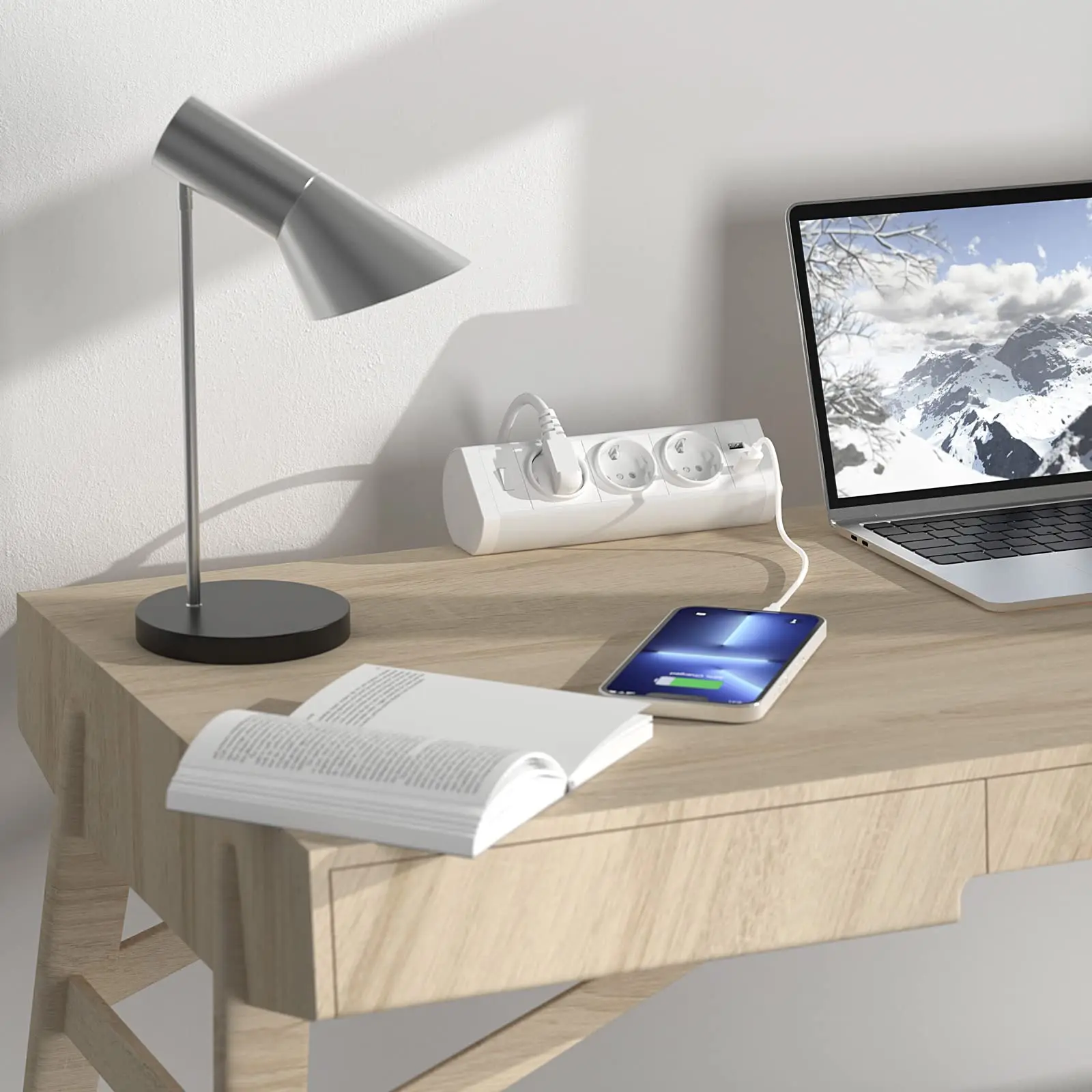 سطح المكتب الاتحاد الأوروبي منفذ قطاع الطاقة مع التبديل 3 مخرج تيار متردد مقبس USB متعدد المكونات 3m تمديد الحبل الزائد حماية