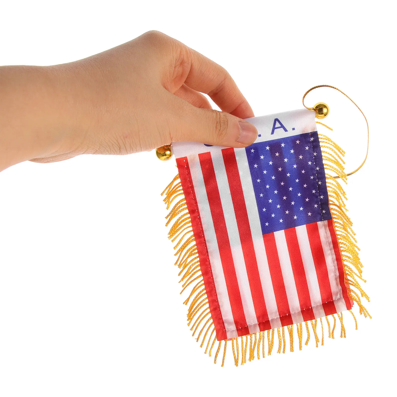 

Hanging Pendant Flag Rearview Mirror Charm Car Mirror Decoration Durable Tassel Design Easy Installation Car Interior