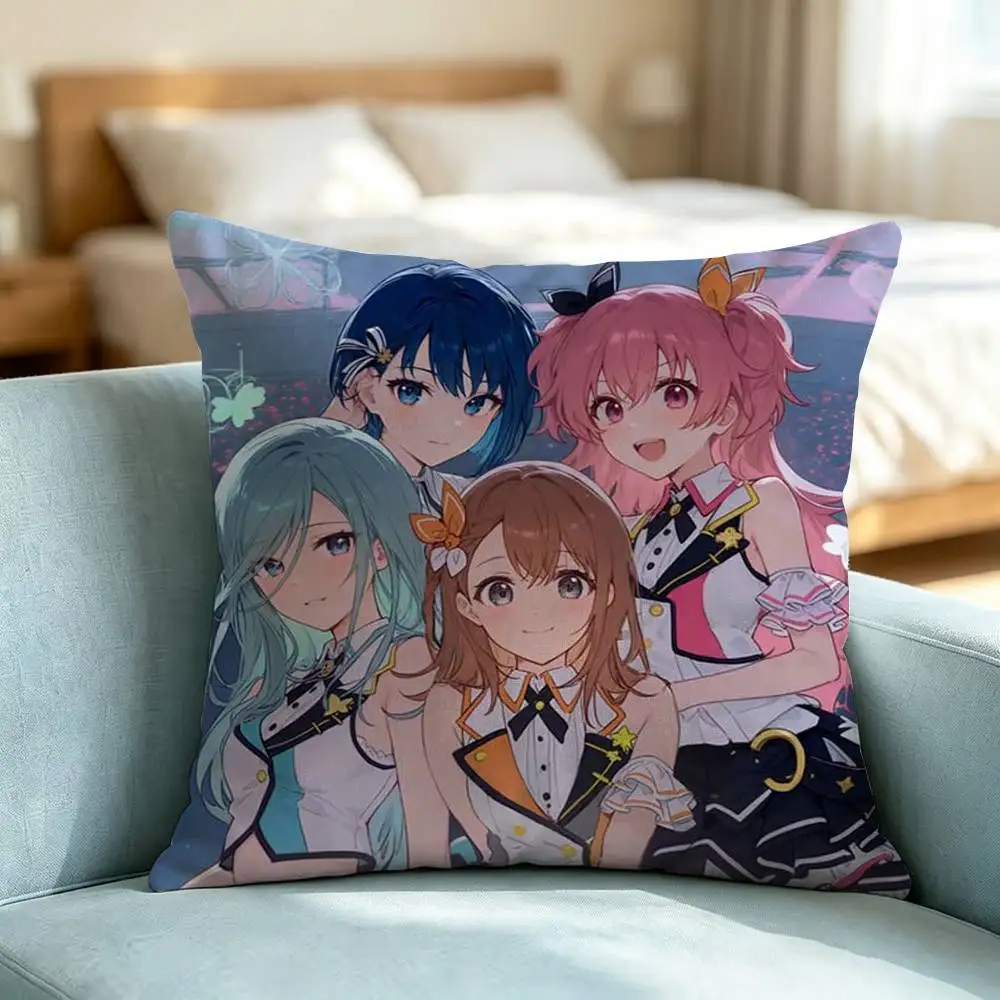 MORE MORE-E JUMP PJSK Pillow Case Square Double-Sided Sofa Cushion Cover Bedroom Bedside Pillow Gift