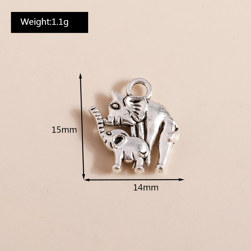 20pcs 14x15mm Cartoon Animal Charms Alloy Elephant Charms Pendants for Jewelry Making DIY Earrings Necklace Bracelet Accessories