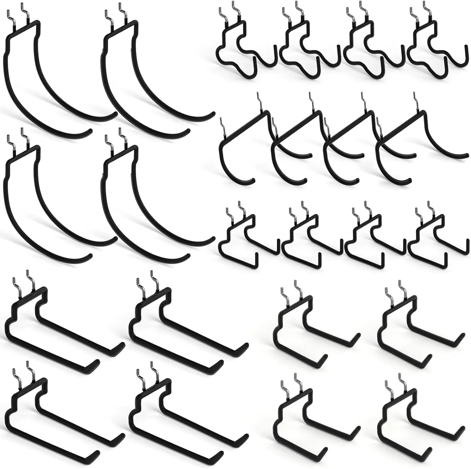 

24 Pack Heavy Duty Pegboard Hooks, 1/4" Pegboard Drill Holder Tool Utility Hooks for Hanging Power Tools, Drill, Hammer in