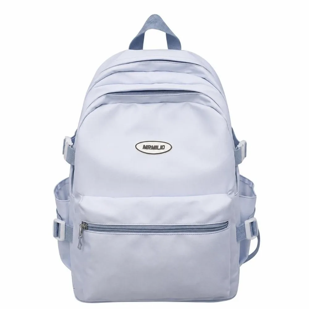Cute Solid Color Backpack Large Capacity Multi-pocket Laptop Bag Nylon Casual Daypack